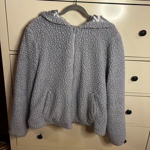 Blue Forever 21 Fuzzy Zip up